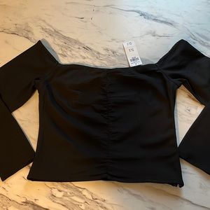 Abercrombie and Fitch off the shoulder long sleeve crop top